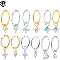 Aumeo 1pc Titanium WaterDrop Zircon Rook Piercing Earrings for Women 6/8/10/12mm Ear Hoop Cartilage Helix Piercing Body Jewelry