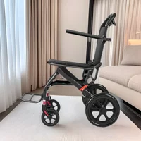 Practical Classic Aluminum Alloy Manual Wheelchair Foldable for The Elderly with Armrests Ultra-light Mobility Scooter