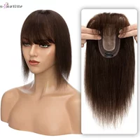 S-noilite 7x13cm Hair Toppers Human Hair Silk Base Hair Cilp Wigs Clip In Hair Extensions 33g-53g Hair Piece 10Inch Natutal Hair