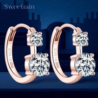 Rose Gold Moissanite Earrings For Women 2.6CT Lab Created Diamond Hoop Earrings 925 Silver Plated 18k Gold Wedding Jewelry
