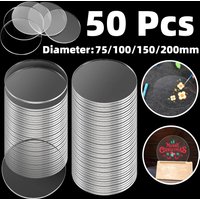 50pcs 75/100/150/200mm Transparent Acrylic Sheet Circle 1mm Thick Discs Panel Clear Plastic Blank Board For DIY Ornament