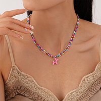 Fashion Dopamine Colored Cartoon Dog Double-layer Rice Bead Necklace, Personalized Woman Cute Temperament Necklace Accessories