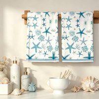 2 Piece Starfish Printed Kitchen Towels Soft Absorbent Dish Cloth Hand Towel For Cooking Cleaning Kitchen Decor Tea Towels