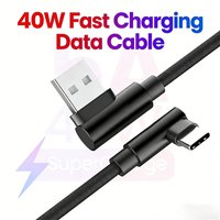 40W 5A Fast Charging 90 Degree USB Type C Data Cord Angled Charger Wire for Mobile Phone Universal Fast Charging Sync Data Cable