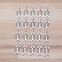 IFOCUS 20pcs/Lot Fish Bone Charms For DIY Jewelry Making Zinc Alloy 17x7mm/0.67x0.28inch