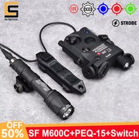 WADSN Tactical PEQ 15 Red Green Blue Laser IR fill light sureir M600C Flashlight & Dual Control Pressure Switch Airsoft Hunting