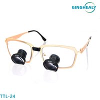 Ginghealy 24 TTL Galilean Loupes 2.5X/3.0X/3.5X IPD Customized Surgical medical magnifier clear Square Lens Titanium Frame
