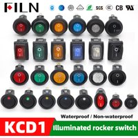 FILN 5pcs ON-OFF 12V 24V 110V 220V 6A Heavy Duty DPST IP67 Sealed Waterproof T85 Auto Boat Marine Toggle Rocker Switch with LED