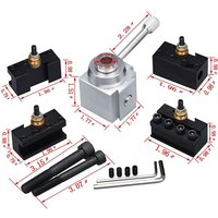 4Pc Facing Lathe Tool/Tool Post Holder Aluminum Alloy Quick Change Tool Post Mini Lathe Tool Post and Holder Kit Lathe Accessar
