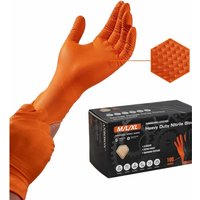8Mil Heavy Duty Orange Nitrile Gloves Disposable Diamond Textured Grip Safety Work Gloves Industrial Mechanic Gloves Latex Free