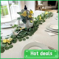 LUDA 24PCS Artificial Greenery Garland Faux Eucalyptus Leaves Table Garland Vines For Wedding Backdrop Table Arch Green