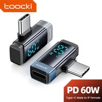 Toocki 90 Degree Lightning to Type C Adapter OTG Connector Digital Display PD 60W Fast Charge for iPhone 16 15 Lightning to USBC