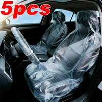 Transparent Disposable Plastic Car Seat Cover Waterproof Oil Resistant Universal for Auto Repair Shop & Pet Transport 5pcs/sets