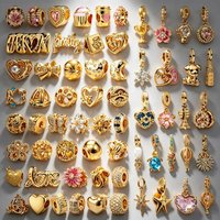 Gold Plated Charms DIY Jewelry Gift Cherry Blossom Seahorse Pink Cupcake Cupid Heart Bow Beads Fit Original 925 Silver Bracelets
