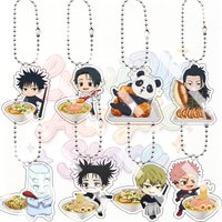 Creative Jujutsu Kaisen Japanese Ramen Izakaya Food Pattern Acrylic Keychain Q Version Yuta Okkotsu Suguru Geto Cartoon Pendant