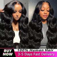 200% 30 40 Inch Body Wave 13x6 Hd Lace Frontal Wig Human Hair Brazilian Pre Plucked Lace Wigs For Women Natural Black Color Virgin Lace Front 100% Human Hair Wigs 14x6
