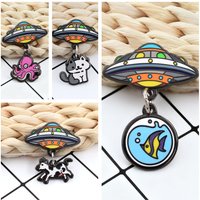 Enamel Pendant Cartoon Space UFO Badge Fun Animal Space Theme Backpack Pin Clothes Accessories Jewelry Gift Wholesale