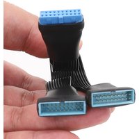 USB 3.0 Female to Male 19/20 Pins 2x Flat Port Splitter Cable for Mainboard Accessories Internal Extension Adapter Cord 15CM