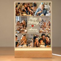 Personalised Acrylic Photo Plaque,Custom Birthday Night Light,LED Picture Frame,Valentine‘s Gift for Girls Women Daughter Siste