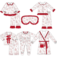 Wholesale Christmas Casul Ruffled Toddler Girls Pajamas Long Sleeves Newborn Jumpsuit Sleepwear Outfits with Robe