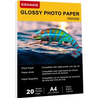 20 Sheets A4 Glossy Photo Paper 180gsm High Resolution 5760dpi Inkjet Printing Material Paper for Wedding Albums Art Prints