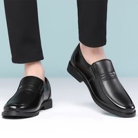New Arrival Black Genuine Leather Loafers Soft Sole Comfortable Slip On Business Casual Shoes For Middle Aged Summer Breathable