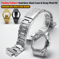 Paisley Pattern Stainless Steel Case & Strap Mod Kit For Casio G-SHOCK DW5600 GW-M5610 GW-B5600 Bezel Frame Watch Accessories