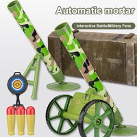 Children's Simulation Mortar Toy Set with Wheeled Gun Mount Automatic Firing Italian Cannon Toy Children's Toy Gun Birthday Gift