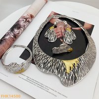 Italian Gold Plated Women Jewelry Set Big Classic Design Necklace Earring Bracelet And Ring 4PCS Set Jewelry FHK14508