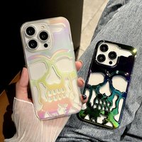 Cool Laser Hollow Skull Out Back Cover For iPhone Air 11 12 13 14 15 16 17 Pro Max Case Shockproof Heat Dissipation Capa Funda