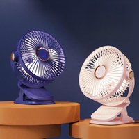1Set USB Rechargeable Electric Fan 720° Rotating Hanging Clip Fan Night Light Air Cooler Outdoor Camping Small Fans Ventilador