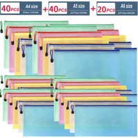 5/10/15/50/100PCS Stationery Storage Folder File Mesh Zipper Pouch A4/A5/A6 Document Bag Zip File Folders School Office Supplies