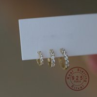 925 Sterling Silver Huggie Hoop Earrings 14K Gold Plated Inlaid 5A Cubic Zirconia Small Hoop Ear Jewelry for Women
