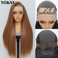 30 Zoll Lace-Frontal-Perücke, synthetisch, 13x6, glattes Haar, Lace-Perücke für Afro-Frauen, Hochtemperaturfaser, blonde Damen-Lace-Frontal-Perücke