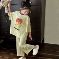New Kids Summer Pajamas Set 3/4 Sleeve Lightweight Breathable Home Wear for Boys and Girls