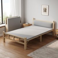 Multi Size Foldable Bed Solid Wood Single Adult Bed Heavy Duty Metal Frame Portable Space Saving Home Office Easy Assembly