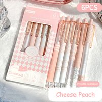 6 Pc Creative Pens 0.5mm ST Nib Kawaii Pen Set for Writing Fresh Color Korean Stationery Cute School Supplies for Students