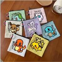 Pokemon Canvas Coin Purses Cartoon Print Pikachu Gengar Charmander Boys Girls Portable Wallets Cute Key Card Storage Bags Gift