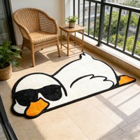 VIKAMA Trendy Sunglasses-Print Yellow Duck Rug Adorable Cartoon Duck Bedside Rug for Bedrooms Soft Floor Mat Home Decor
