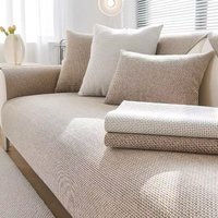 Woven Cotton Linen Couch Cover Sofa Cushion Backrest All Season Universal Non-slip Sofa Towel Solid Color Seat Pad Protector