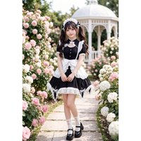 S-5XL Chinese Style Lolita Maid Outfit,Black White Jacquard Cheongsam,Cosplay Costume,Oriental Role Play Party Stage Wear