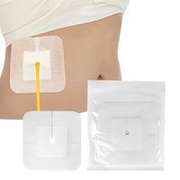 10Pcs Feeding Tube Dressing Adhesive Split Drain Gauze Sponge PEG Catheter Stabilization Holder Incision Surgery Wound Care Pad