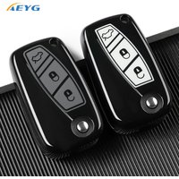 For FIAT 500 Panda Idea Stilo Ducato Punto Bravo Grande Minibus Doblo Fashion TPU Car Flip Key Case Cover Protected Keychain Fo