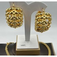 Luxuriöse Hohlketten-Ohrringe für Damen, vergoldeter Schmuck, Statement-Ohrringe mit Textur, riesige, leichte Schmuckkreolen für Hochzeitsfeiern