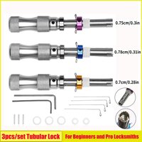 3pcs/set Tubular Lock Pick Set For Beginners and Pro Locksmiths 7.0/7.5/7.8mm Stainless Steel Tool HUK Tubular Lock Picking tool