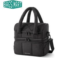 BAGSMART Sac à déjeuner pour femme, boîte à déjeuner isolée à double pont, fourre-tout matelassé, étanche, réutilisable, grand refroidisseur pour le travail et l'école