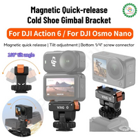 Magnetic Quick-release Cold Shoe Gimbal Bracket For DJI Action 6 / Cold Shoe Camera Mount with 1/4'' Adapter for DJI Osmo Nano