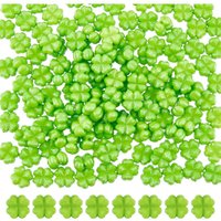 200Pcs Clover Bead Faceted Acrylic Clover Beads St. Patrick's Day Shamrock Opaque Acrylic Beads Small Four Leaf Clover Beads