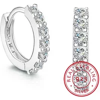 Fashion 925 Sterling Silver Earrings 10mm Circle Zircon Hoop Earring for Grils Woman Wedding Accessories Jewelry Gifts