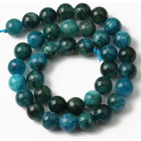 Blue Apatite Stone Beads Smooth Round Loose Spacer Beads For Jewelry DIY Making Bracelet Earrings Accessories 15'' 6 8 10mm